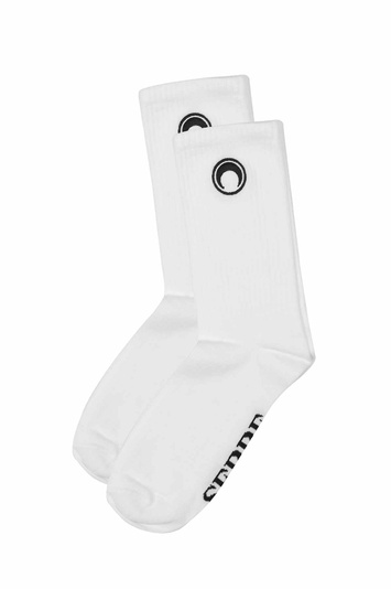 MARINE SERRE Organic Cotton Rib Ankle Socks White
