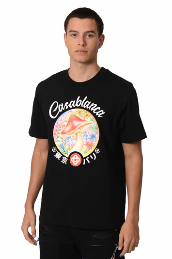CASABLANCA T-shirt com emblema de cogumelo Preto