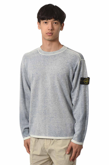 STONE ISLAND 5100030 Camisola de algodão orgânico leve e cru Avio Blue