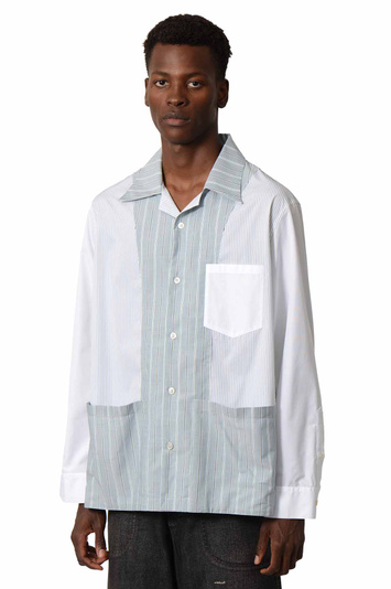 Maison Margiela Patchwork Pinstriped Shirt White/Blue