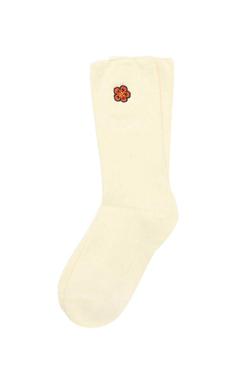 KENZO Poppy Logo Socks Cream White
