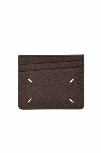 MAISON MARGIELA Grained Leather Card Holder Brown