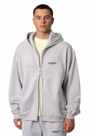 REPRESENT Owners Club Logo Zip Hoodie Grey