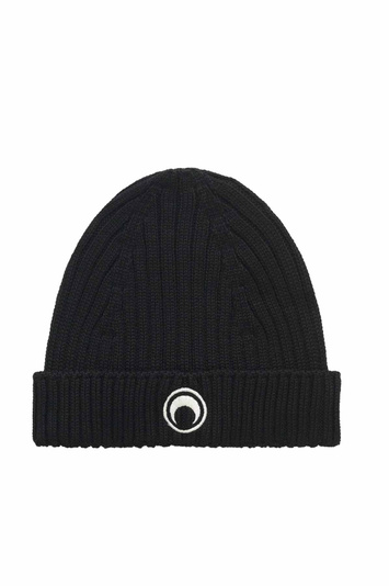 Gorro de malha com logótipo da lua MARINE SERRE Preto