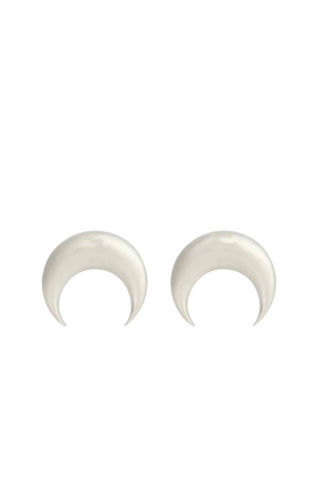 MARINE SERRE Silver Plated Moon Studs