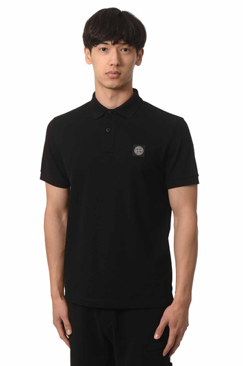 STONE ISLAND 22002SC Organic Cotton Elastane Piqué Polo-Shirt Black