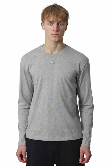 MARINE SERRE Moon Logo Jersey Long Sleeve T-shirt Melange Grey