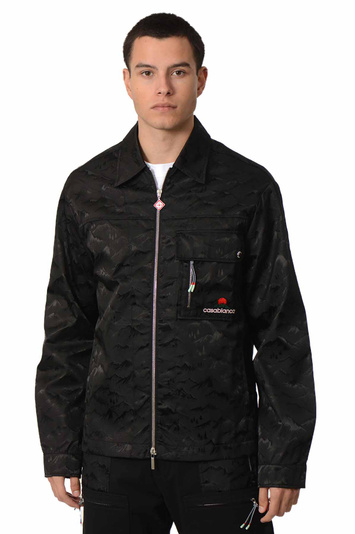 CASABLANCA Nylon Mountain Camo Zip Shirt Jacket Black