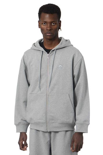MARINE SERRE Moon Logo Fleece Zip Hoodie Grey