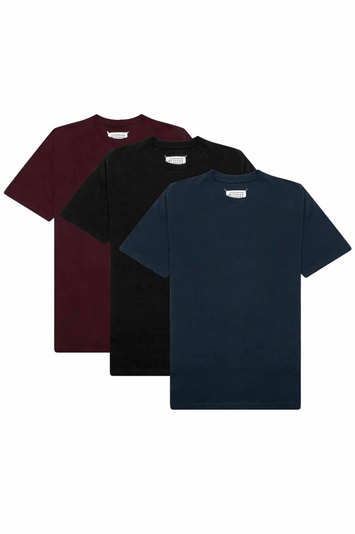 MAISON MARGIELA Tri-pack T-shirts Burgundy/Navy/Black