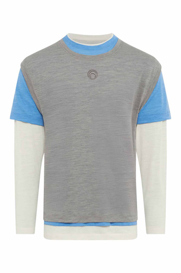 MARINE SERRE Merino Jersey Three T-shirt Set Yellow/Blue/Grey