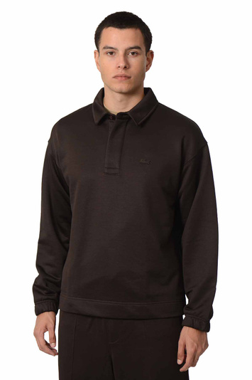 Camisola polo LACOSTE Loose Fit Fleece Castanha 