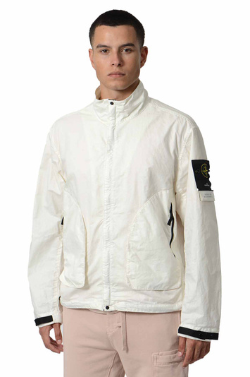 STONE ISLAND 4100067 Organic Look Nylon Panama-TC Jacket Ivory