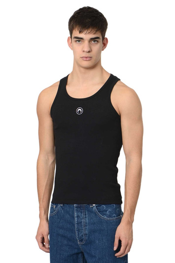 MARINE SERRE Organic Cotton Rib Tank Top Black