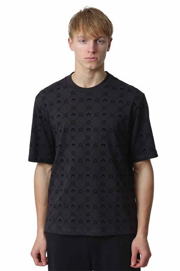 MARINE SERRE Monogram Flocked Relaxed Jersey T-shirt Black